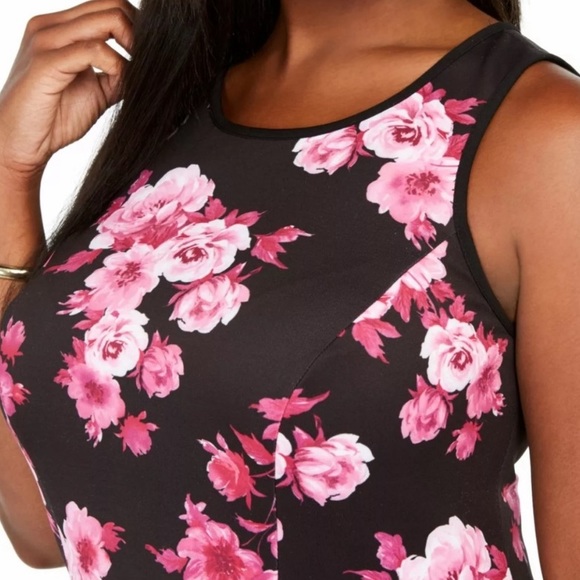 City Studio Floral Print Fit & Flare Dress 20W - Picture 3 of 12